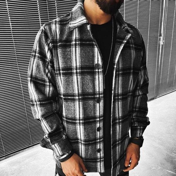 

men's casual shirts 2021 fashion spring plaid flannel man long sleeve fit styles men jacket cardigan shirt, White;black
