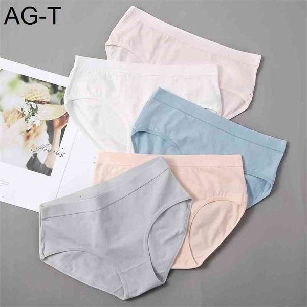

new underwear cotton mid waist women's simple pure color briefs, Black;pink