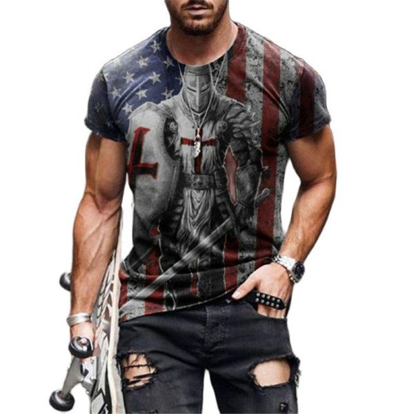 

men's t-shirts american flag 3d printing trendy t-shirt fashion casual o-neck loose plus size muscular streetwear summer 2021, White;black
