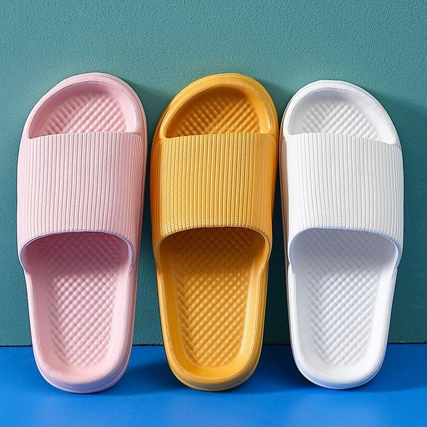 

slippers women thick platform summer beach eva flip flops soft sole slide sandals leisure men ladies indoor bath anti-slip shoes, Black