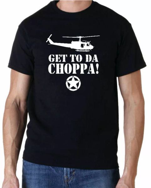 

" get to de choppa " arnie prÃ©dateur extraterrestre 80s film t-shirt, White;black
