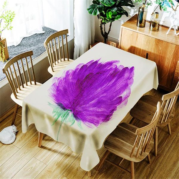 

plain hand painted flowers printing household tablecloth cover rectangular polyester waterproof oilproof table cloth