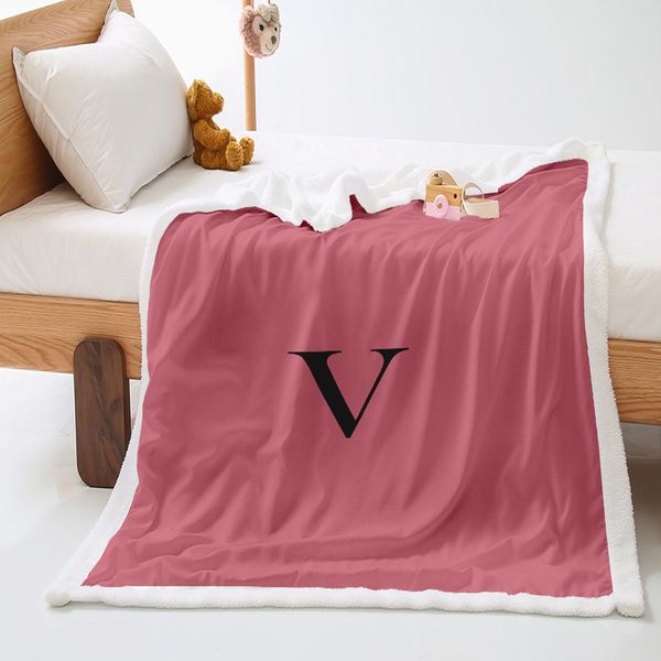 

luxury design simple letter printing bedding blanket, soft high-quality textile lamb wool blankets, suitable for family, friends and childre