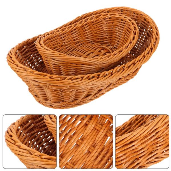 

2pcs fruit bread storage baskets delicate woven basket home