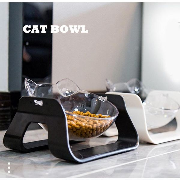 

cat bowls & feeders bowl dog with raised stand water food feeder drinker protection cervical transparent wide open pet for cats dogs