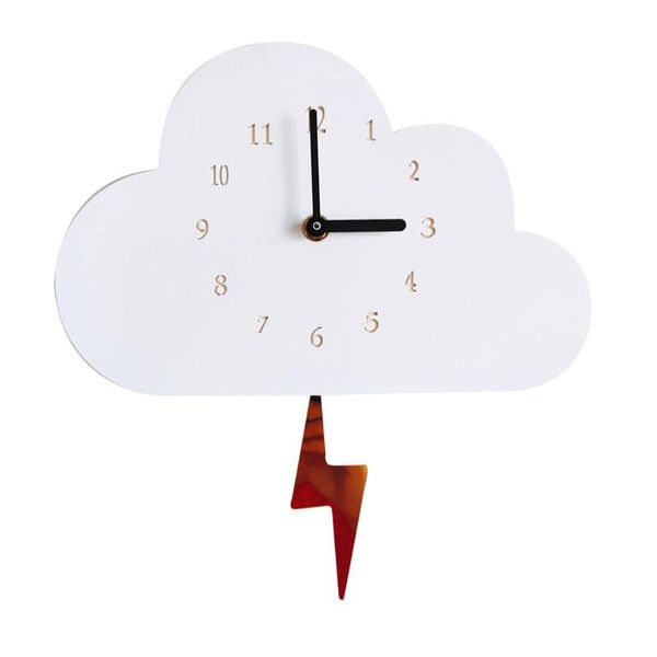 

wall clocks 1pc creative swing flash clock cloud shape kids room decoration (white)