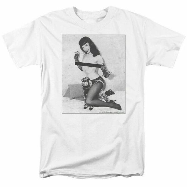 

Bettie Page Nice Puppy T Shirt Licensed 1950's Queen Of Pinups Model Tee White, White;black