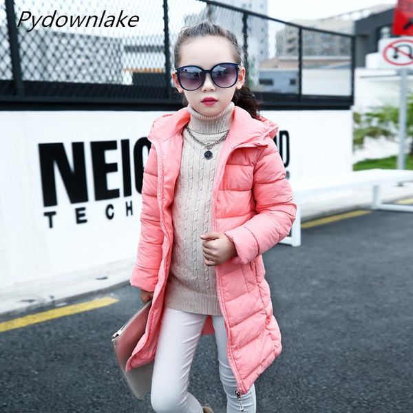 

pydownlake children girls winter parka coat 2021 long thick cotton warm kids clothes casual solid jacket outerwears, Blue;gray