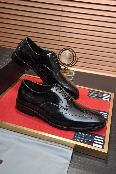 

mens casual genuine leather loafers business brogue party wedding dress shoes men brand breathable flats size 38-45, Black