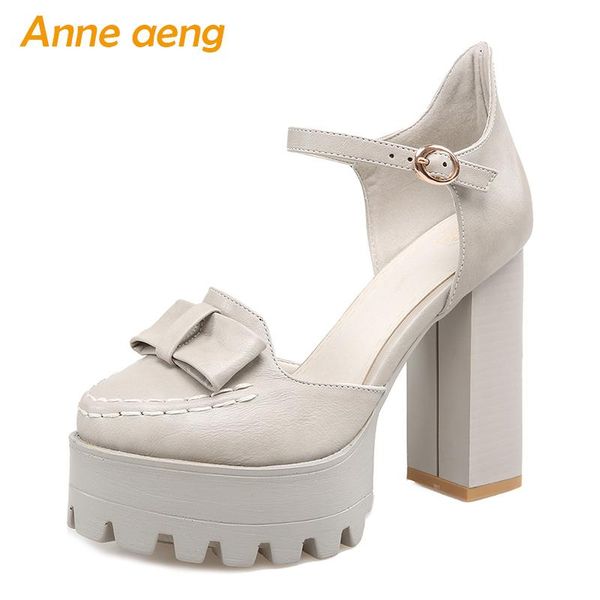 

summer women sandals high square heel platform buckle strap lady mary janes sweet black white butterfly-knot shoes