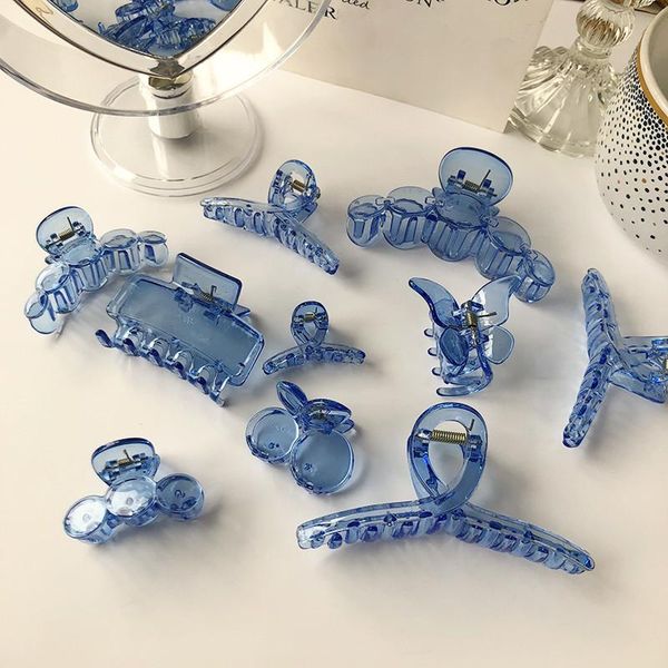 

hair clips & barrettes 2021 hyperbole acrylic makeup styling blue hairclip for women accessories, Golden;silver