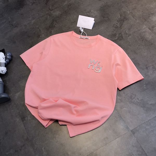 

luxury design king letter reflective printing short women's t-shirt pink casual loose half sleeve top, White