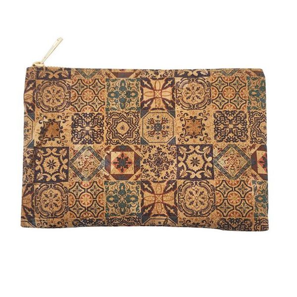 

waist bags cork clutch bag natural wooden zipper pouch oak portugal tile pattern envelope purse butterfly handbags women cosmetic w808