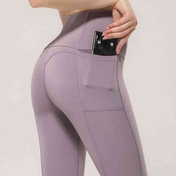 

pocket design women leggings high waist gym pants push up hip elastic workout sportswear running fitness leggings, Black