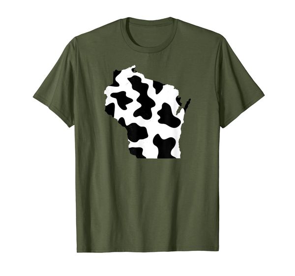 

cool vintage home wisconsin state cow print t-shirt, White;black