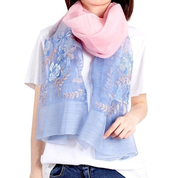 

scarves scarf women poncho cape spring autumn hijab thin high-end wool shawl embroidered brand foulard summer sunscreen gauze, Blue;gray