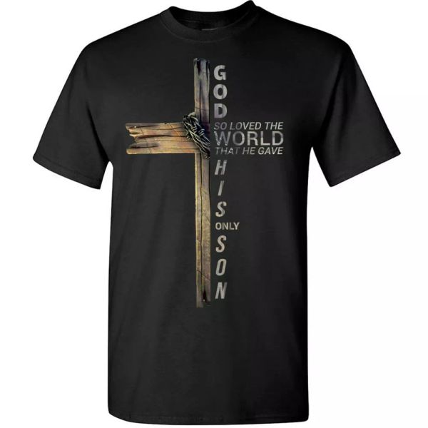 

son of god jesus christ cross t-shirt christian 9 john 3:16 bible tee love world, White;black