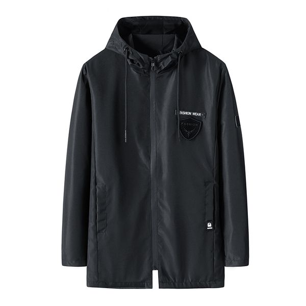 

2021 autumn new mid length casual korean windbreaker men's jacket, Black