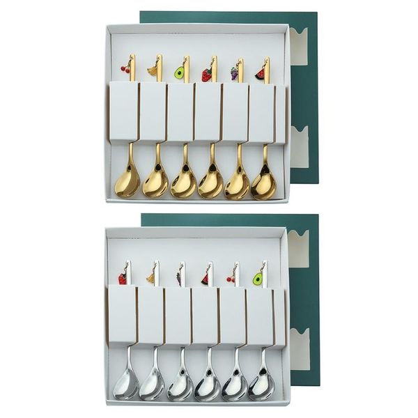

baking moulds 6pcs stainless steel coffee spoon fruit merry christmas ornaments soup teaspoons