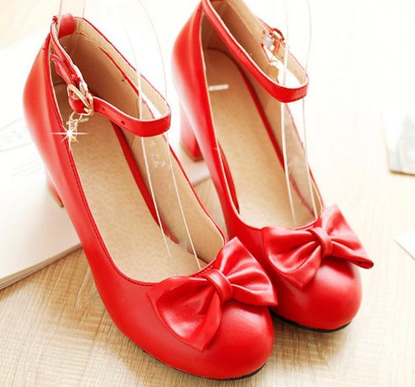 

dress shoes 2021 women's in spring and autumn with style fashion high heel coarse round head bowknot, Black
