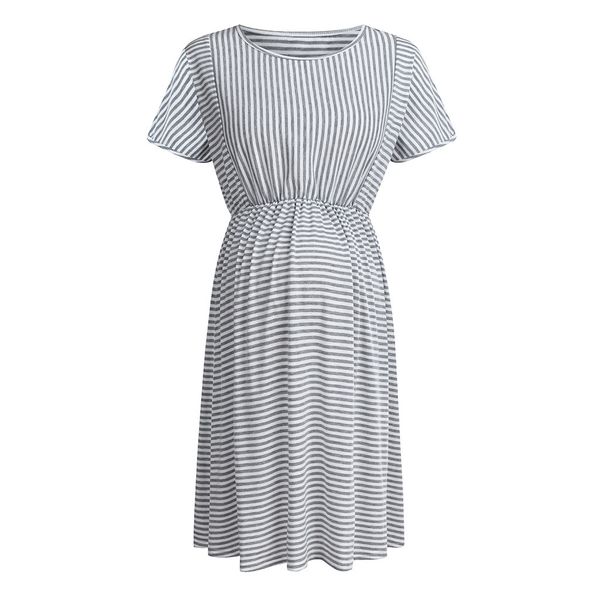 

2021 women maternity dress short sleeve stripe summer dress clothes pregnant woman vestidos de invierno de manga larga 2021 new, White