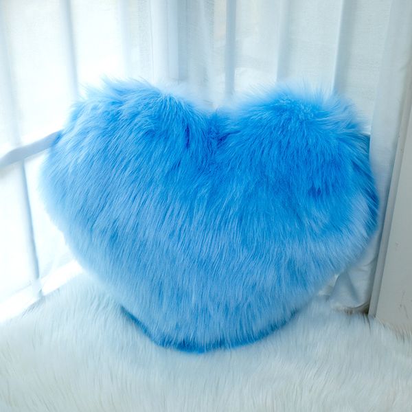 Cuscino d'amore multicolore a forma di cuore peluche blu imitazione lana moderno divano minimalista e comodo cuscino dimensioni 35 * 44 cm