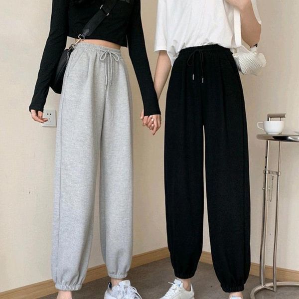 

running pants women high waist sweatpants track stylish, Black;blue