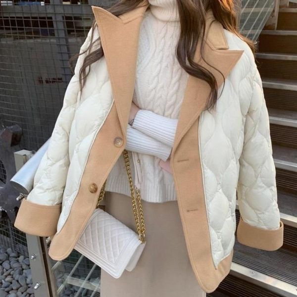 

women's down & parkas [ewq] korea chic winter jacket bread clothes women thickened warm parka cotton outwear spliced woolen coat female, Black