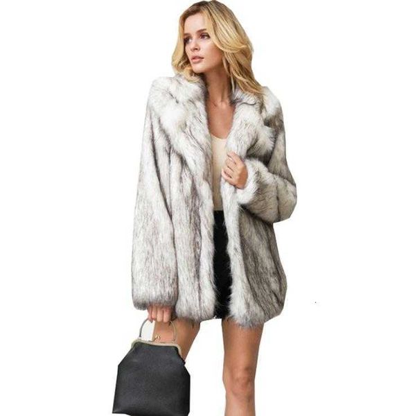 

women's wool & blends abrigos mujer invierno plus size casual turn down collar warm fashion female fake fur overcoats fourrure fem, Black