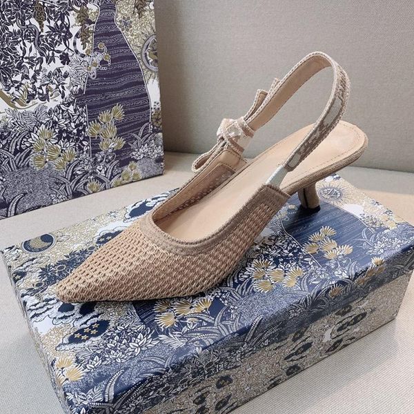 

sandals breathable lace mesh summer women 2021 flat designer shoes fashion pointed mules cat heel pumps, Black