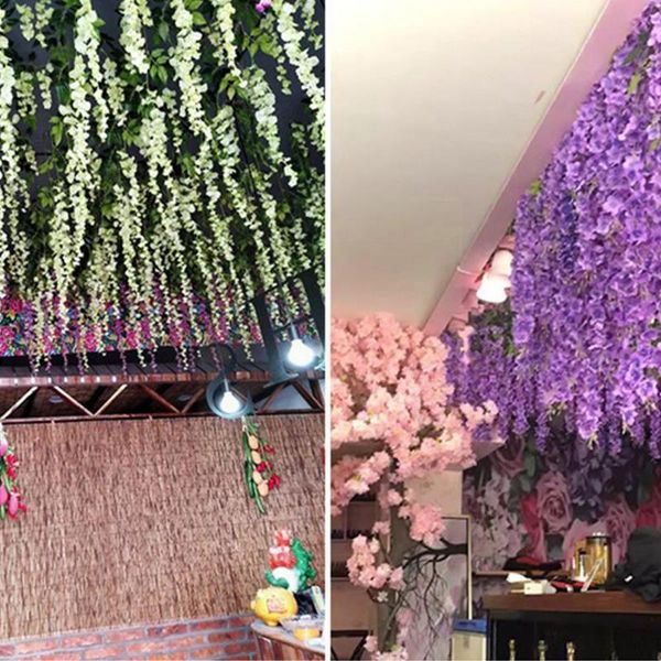 

decorative flowers & wreaths artificial wisteria flower for diy simulation wedding hanging wall fake arch decoration party rattan home c7s1