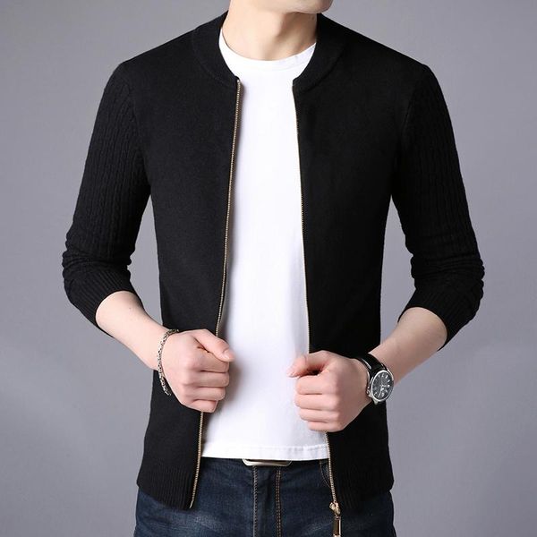 

men's sweaters sweater men 2021 casual cardigan for man solid zipper brand clothes slim fit mens masculino plus size 3xl, White;black