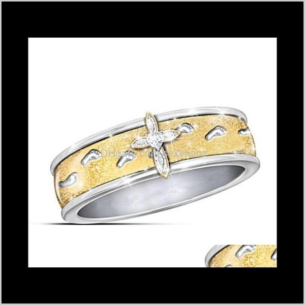 Banda pegada de ouro anel de ouro contraste coragem de cor para as mulheres anéis presente de natal moda jóias 080528 3jnjv ctggr