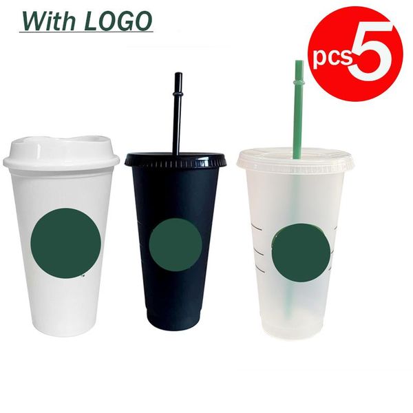 

mugs 473ml/710ml with logo plastic cups lid and straw cup tumbler cold coffee mug reusable matte drop