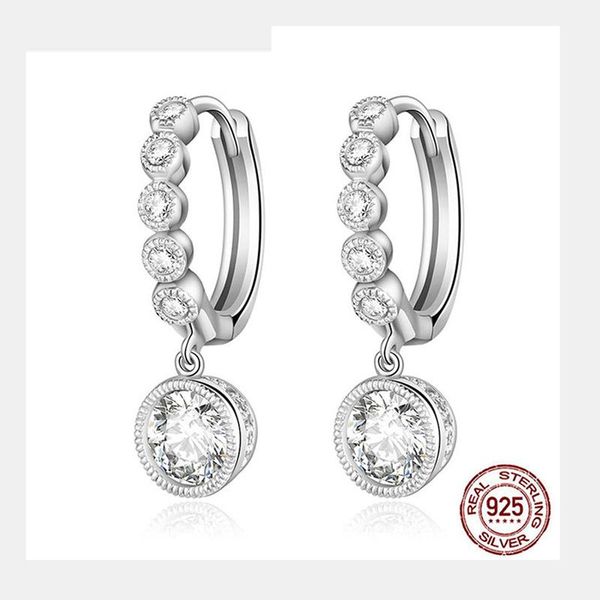 

clip-on & screw back hongye luxury crystal round clip on earrings fashion jewelry zirconia sparkle wedding for women 925 silver