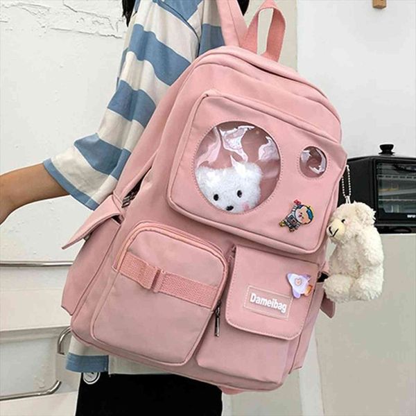 

fashion women backpack cute nylon student schoolbag kawaii ladies large capacity lapbagpack girl bookbag mochila