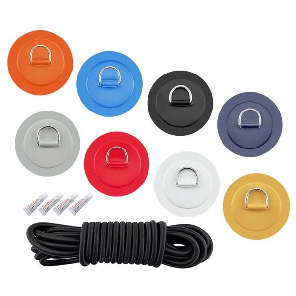 

rafts/inflatable boats 4pcs d-ring pvc patch with glue and 2.5m bungee kit for inflatable boat canoe deck kayak accessories