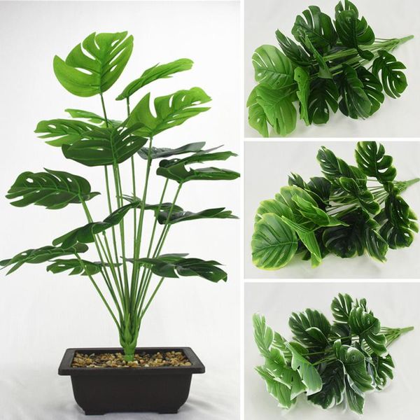 

decorative flowers & wreaths artificial plants green palm leaves monstera home garden living room bedroom balcony decoration tropical plasti