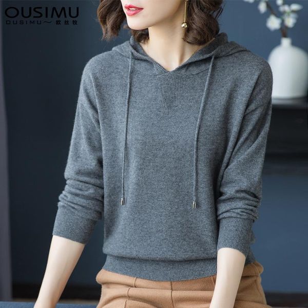 

women's hoodies & sweatshirts fashion women and pullover knitted casual loose solid color warm autumn moletom womens clothing xx60hw, Black
