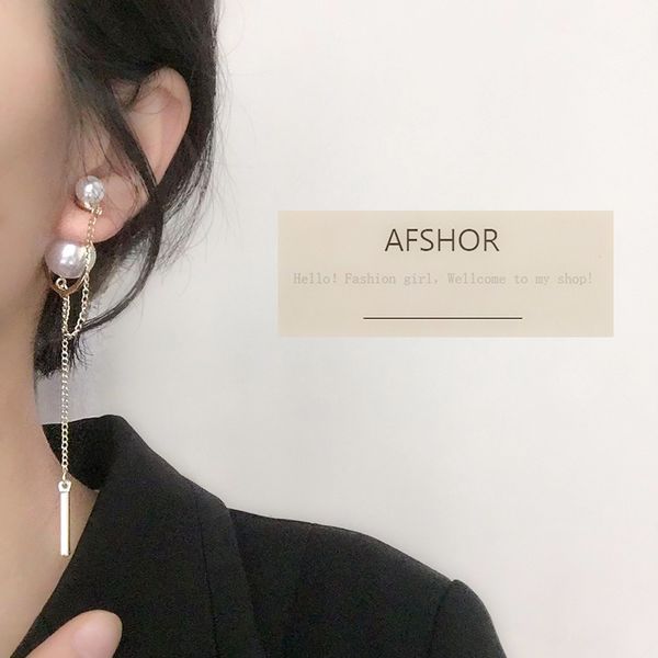 

2021 korean new trendy simple pearl charm earrings long tassel ear studs lady jewelry unusual party weddings gifts for women girl's afs, Golden