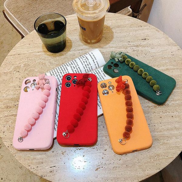 

card holders bear suitable for 11 bracelets all inclusive xs japan and south korea iphone12promax mobile phone plush 7/8p wrist, Brown;gray