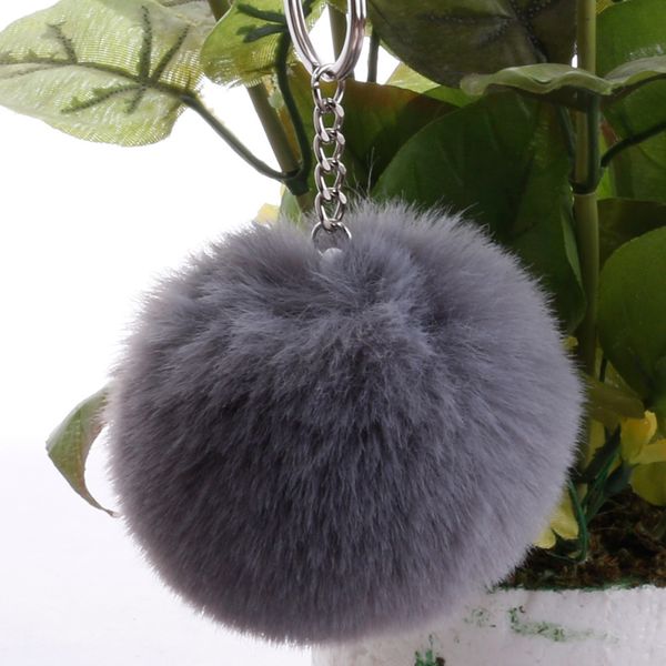 

hair 8cm imitation rex rabbit hair ball keyring schoolgirl bag car pendanta1, Silver
