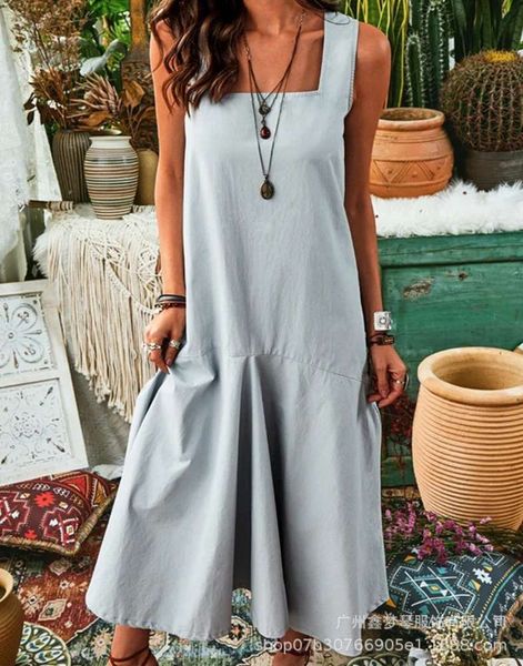 

bohemian leisure long color sleeveless, White;black