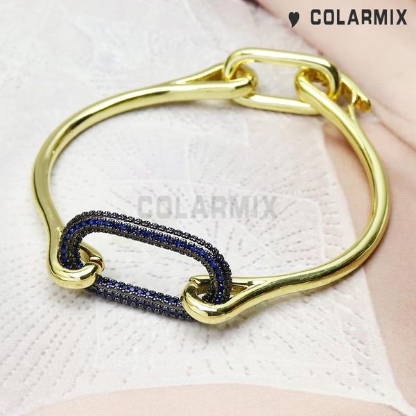 

fashion golden filled metal bangle mix color cuff for women jewelry zircon accessories bracelets 51153, Black