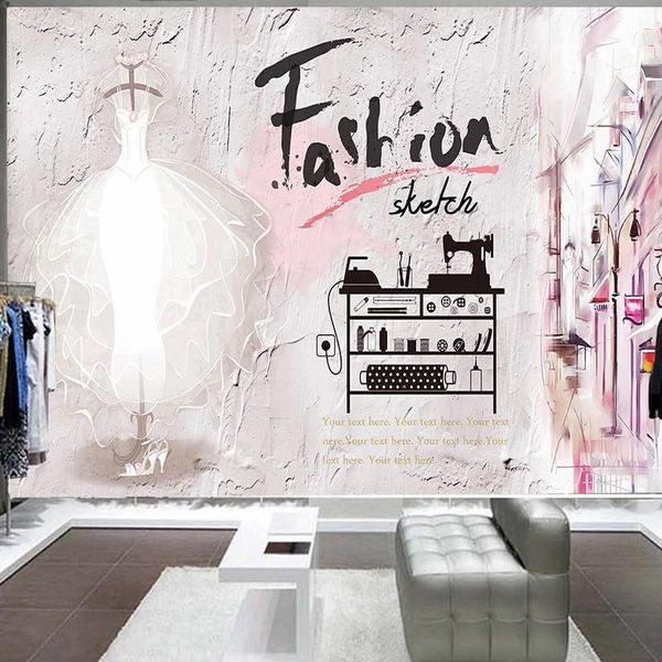 

wallpapers custom po wallpaper modern creative cement wall graffiti mural retro personality clothing store wedding background decor