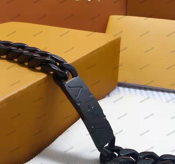 

cuban link bracelet mens designer jewelry 21cm stainless steel hip hop bracelets women party gifts wholesale chains 4 color, Black