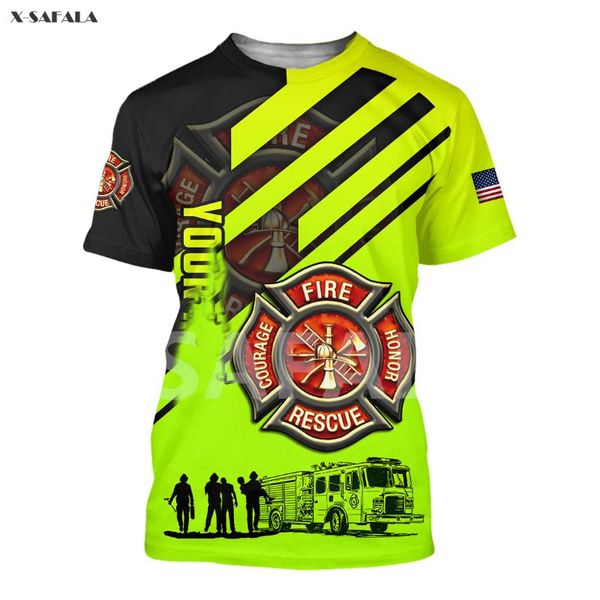 

men's t-shirts firefighter job flag tattoo skull summer 3d all over printed 2 round neck t shirts men women harajuku casual tee, White;black
