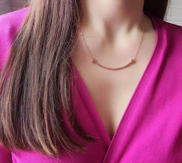 

sterling silver s925 smile luxury necklace ladies 18k gold smiles clavicle chain necklaces