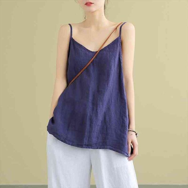 

pure cotton suspender vest women tank summer literature t shirt 3 21, White