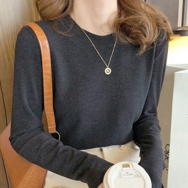 

women's autumn and winter long sleeve t-shirt top, White